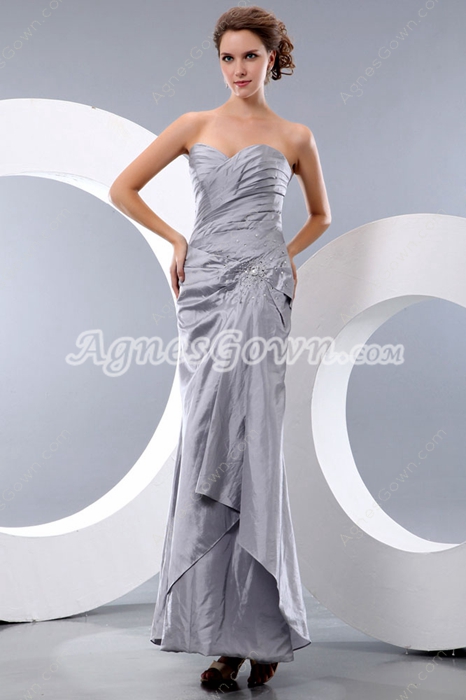 Ankle Length Silver Gray Junior Prom Dress 