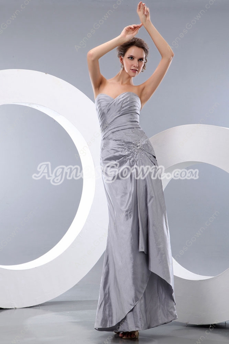 Ankle Length Silver Gray Junior Prom Dress 