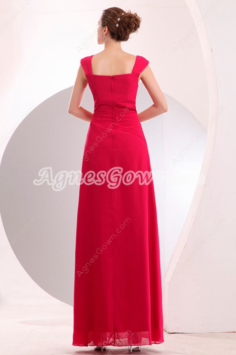 Double Straps Full Length Hot Pink Prom Dress 