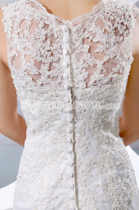 vintage Fit & Flare Lace Wedding Dress 