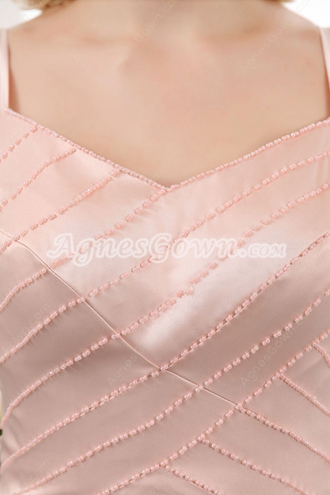 A-line Mini Length Pink Wedding Party Dress With Bolero 