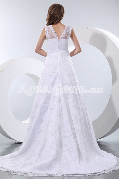 Grecian Maternity Lace Wedding Dress 