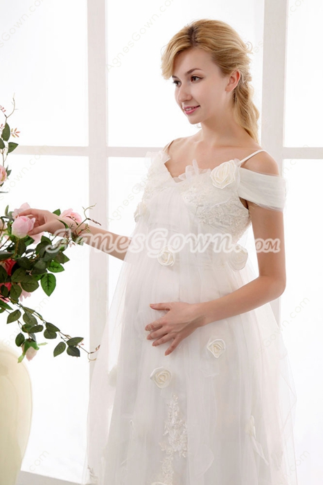Off The Shoulder Empire Maternity Bridal Gown 