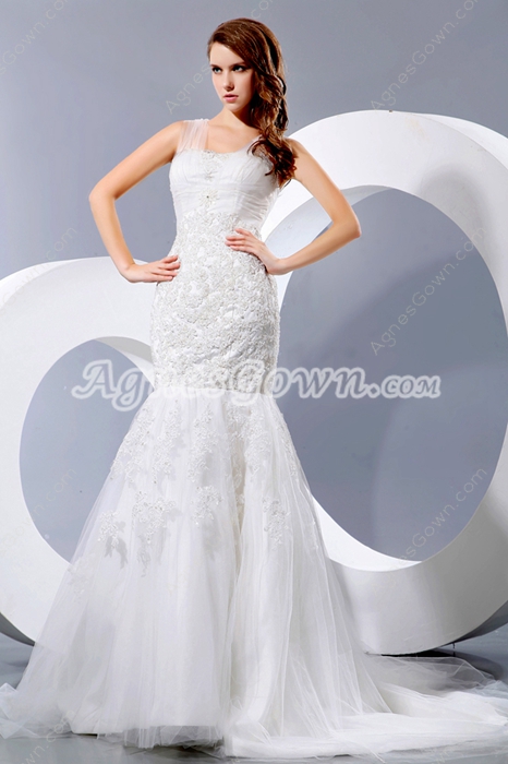 Glamour Straps Mermaid/Fishtail Lace Wedding Dress 