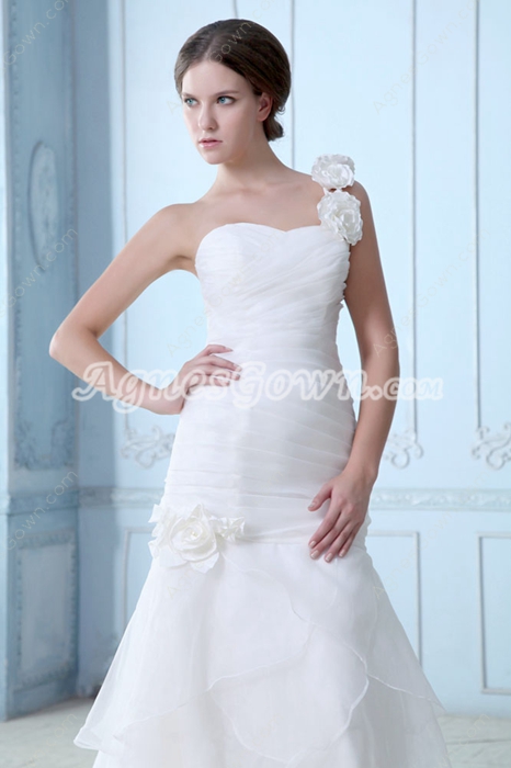 Breathtaking One Shoulder Organza Bridal Gown 2016