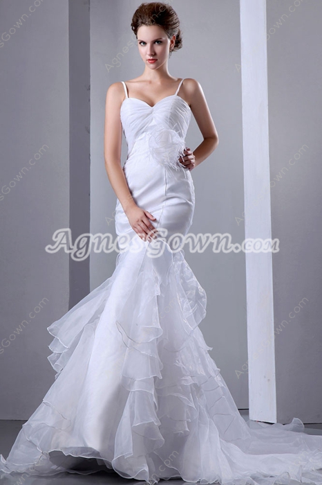 Vintage Organza Mermaid/Fishtail Wedding Dress With Feather 