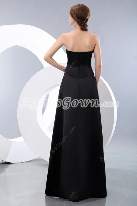 Strapless A-line Black Satin Long Mother Dress 