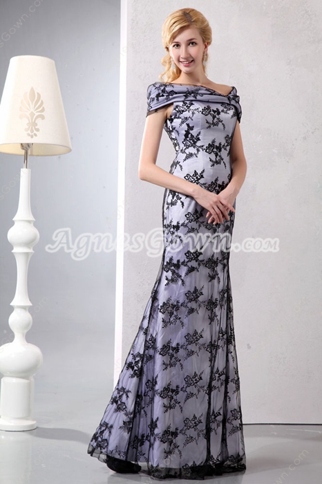 Glamour Off The Shoulder Black Lace Mother Of The Bride Dress 