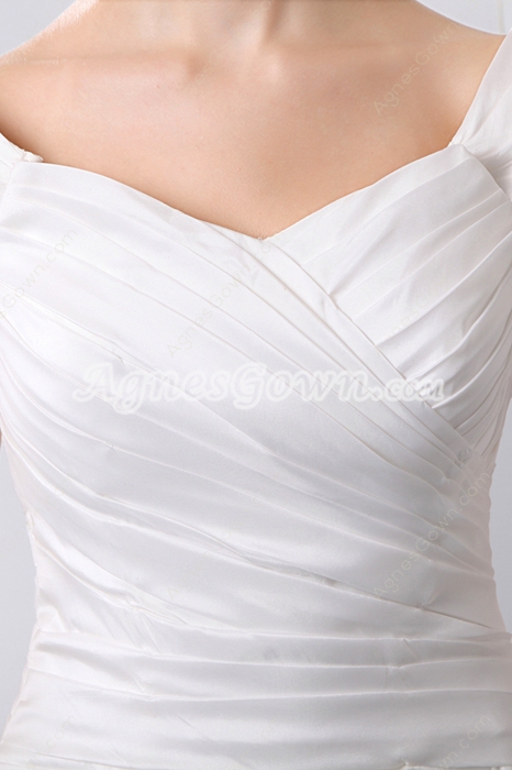 Cap Sleeves Satin Wedding Dress 