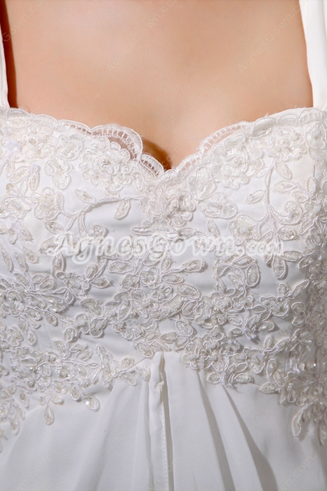 Romantic Straps Ivory Chiffon Destination Wedding Dress 