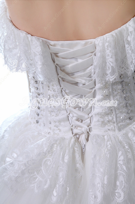Exclusive Jeweled Plus Size Wedding Dress With Peplum  