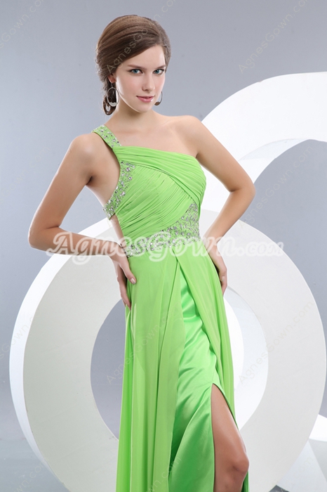 Lime Green Long Cocktail Dress 
