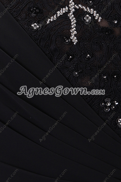 Jewel Neckline A-line Black Chiffon Prom Party Dress  