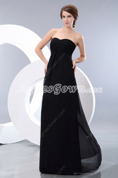 Empire Full Length Black Chiffon Maternity Prom Dress 
