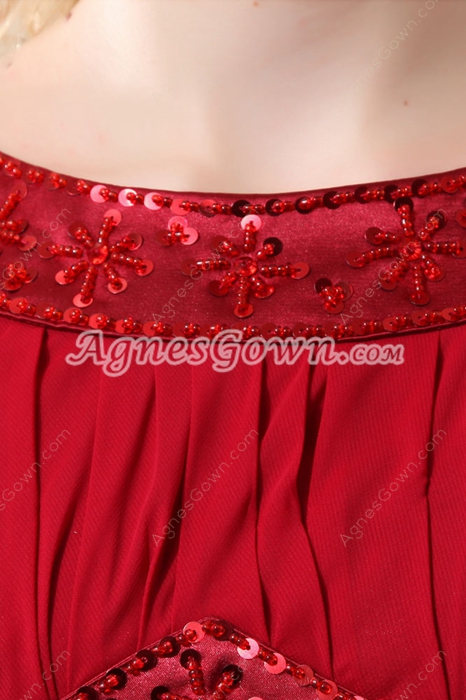 Short Sleeves A-line Red Mother Of The Bride Dress 