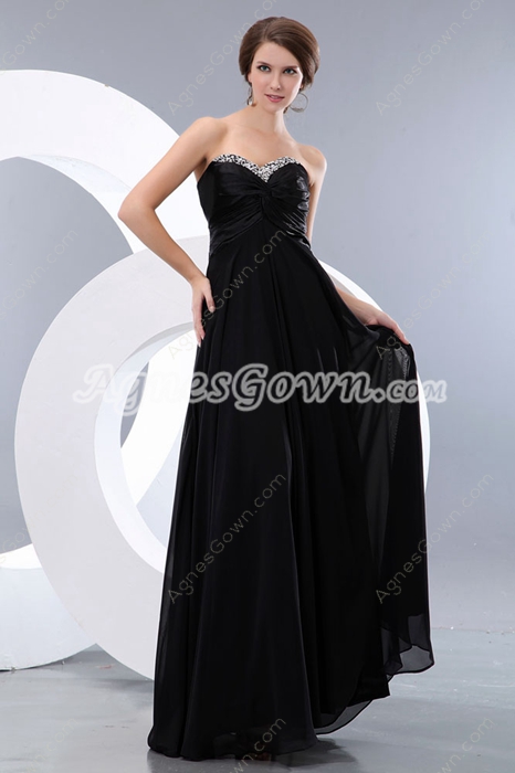 Delicate A-line Black Chiffon Plus Size Prom Party Dress 