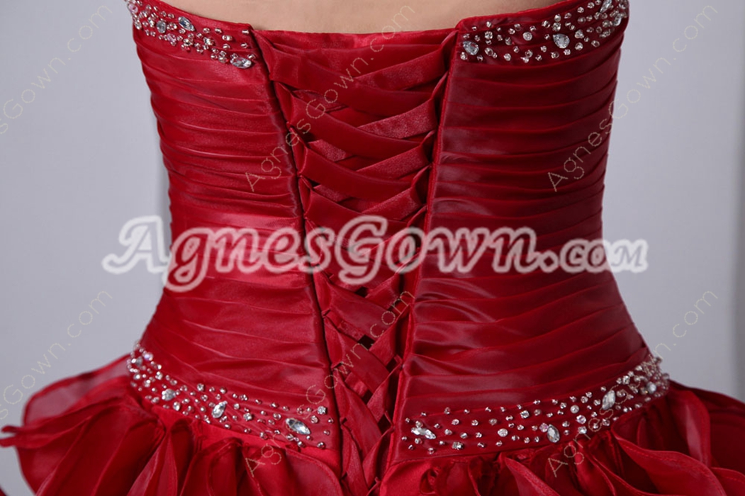 Gorgeous Burgundy Quinceanera Dress With Multi Layered 