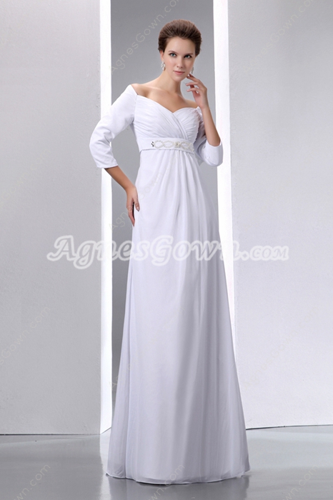 Off The Shoulder 3/4 Sleeves Maternity Wedding Gown 