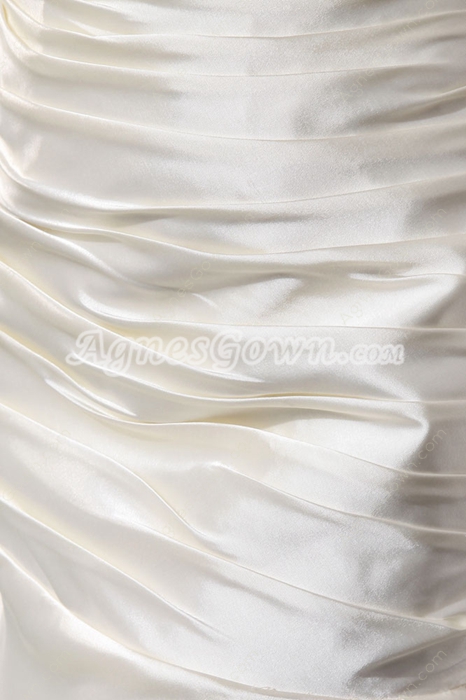 Elegance Scoop Neckline Ivory Satin Beach Wedding Dress 