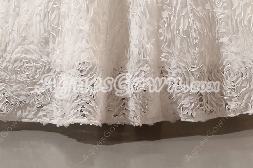 Vintage Ball Gown Floral Wedding Dress Corset Back