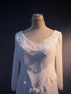 Long Sleeves V-Neckline Western Lace Wedding Dresses With Tassel 