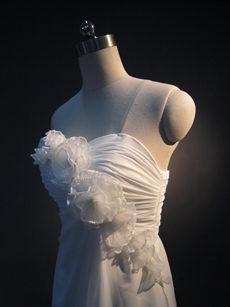 Simple White Strapless Chiffon Dresses for Damas