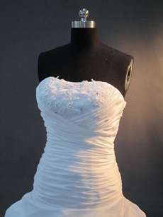 Terrific Strapless Taffeta 2016 Wedding Dresses With Dropped Waist 
