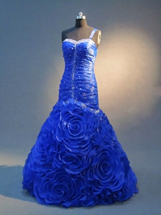Elegant Royal Blue Puffy Unique Prom Dresses 