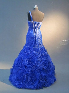 Elegant Royal Blue Puffy Unique Prom Dresses 