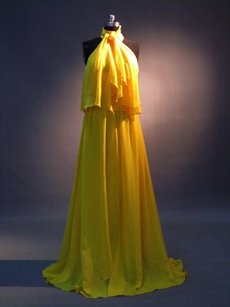 Charming Gold Chiffon Halter A-line Celebrity Dresses 