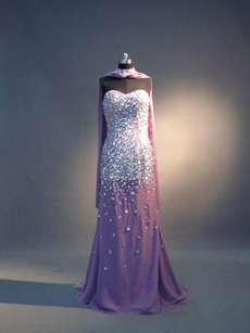 Luxury Lavender Chiffon Spring Celebrity Dresses With Rhinestones 