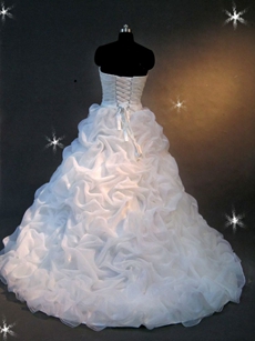Elegant Strapless Organza Wedding Gown with Corest