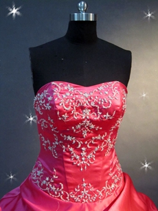 Dramatic Fuchsia Embroidery Quinceanera Dress