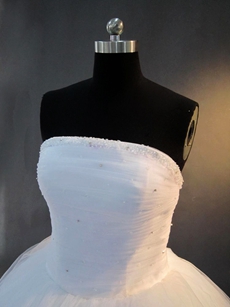Chic White Strapless Ball Gown Wedding Dress