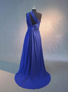 Elegant Royal Blue Maxi Graduation Dresses With Beads 