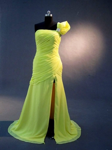 Stylish One Shoulder A-line Full Length Evening Dresses with Slit 