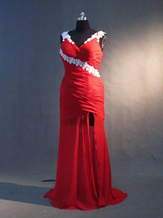 Fantastic Red Chiffon V-Neckline Sheath Graduation Dresses For College 