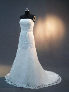 Elegant Strapless Lace Wedding Dresses Vintage