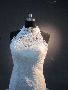 Glamorous High Collar Sleeveless Trumpet Lace Wedding Dresses 