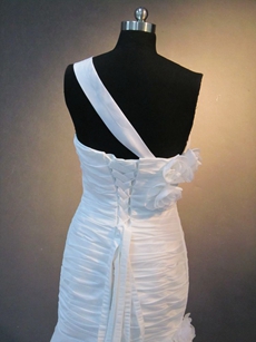 Modern One Shoulder Taffeta White Fishtail Wedding Dresses