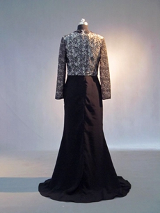 Modest Black Lace Long Sleeves Plus Size Mother Of The Bride Dresses