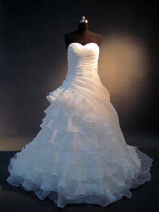 Dramatic Organza Sweetheart Affordable Bridal Gowns