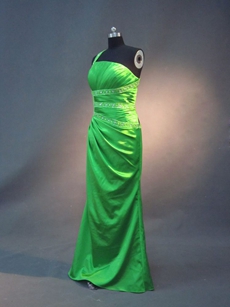 Sexy Green One Shoulder Crossed Straps Evening Dress