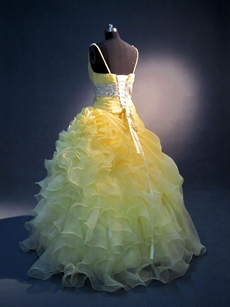 Best Yellow Ruffles V-neckline 15 Quinceanera Dresses