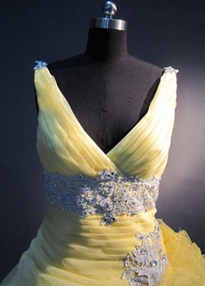 Best Yellow Ruffles V-neckline 15 Quinceanera Dresses