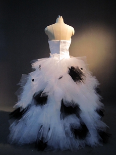 Unique Black and White Tulle Wedding Ball Gown