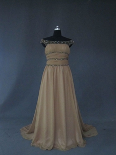 Charming Brown Off Shoulder Chiffon Prom Dresses for Mother of Bride 