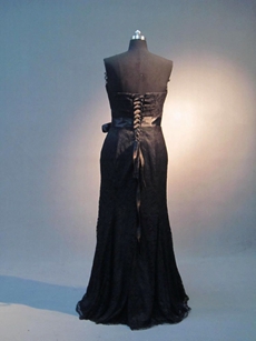 Elegant Strapless Black Lace Mother of Bride Dress