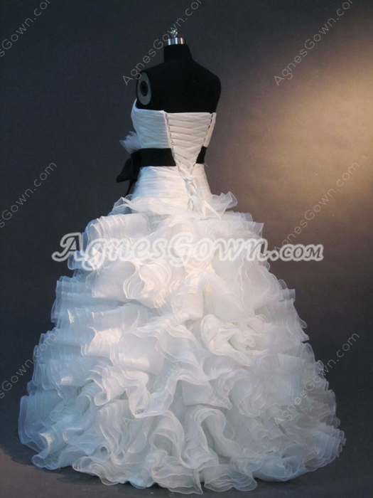 Beautiful White Strapless Princess Ball Gown Dresses With Dropped Waist 