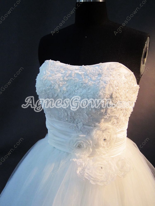 Beautiful Simple Strapless Tulle Ball Gown Wedding Dresses